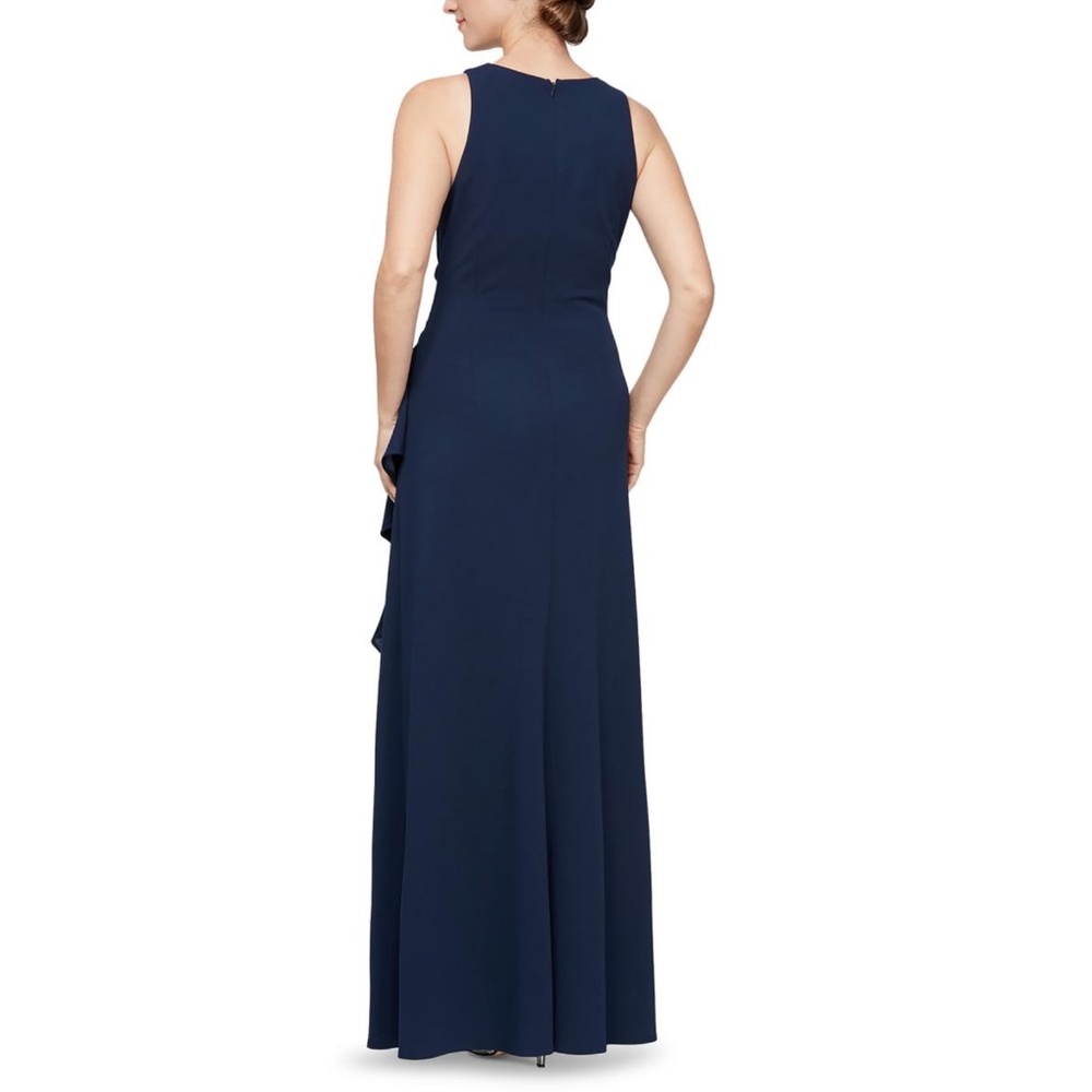 ALEX & EVE: CASCADE RUFFLE CREPE EVENING DRESS (NWT) - Picture 2 of 4